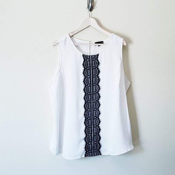 Ryan Wythe Tops - Ryan Wythe Lace Front Sleeveless Top